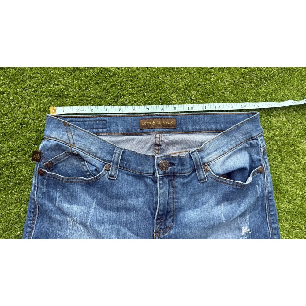 Rock & Republic Banshee Womens Size 12 Stretch Jeans Medium Wash Bling Pocket - Picture 7 of 9